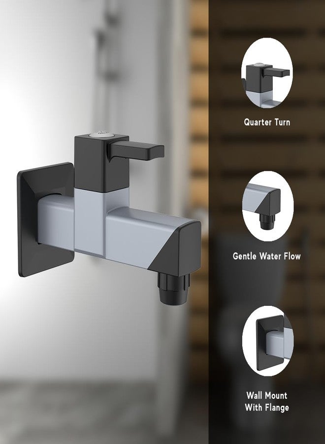 R. N. RN PTMT Superior Plastic Faucet Long Body Foam Flow Tap for Kitchen Sink 90° Water Flow | Wall Mount Tap for Bathroom & Basin Faucet with Flange (Metallic-Grey-Black-Dual)_RNVIR09B37 - Image 4